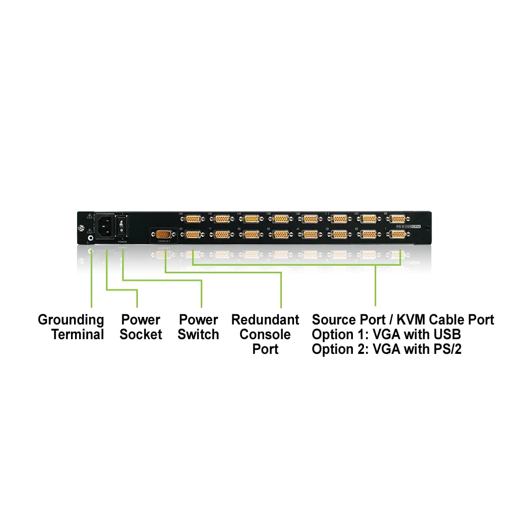 Iogear Rackmount 16-Port Kvm Switch Console With 17-Inch Tft Lcd Active Matrix Monitor, Keyboard And Touchpad With 1 Usb Cable