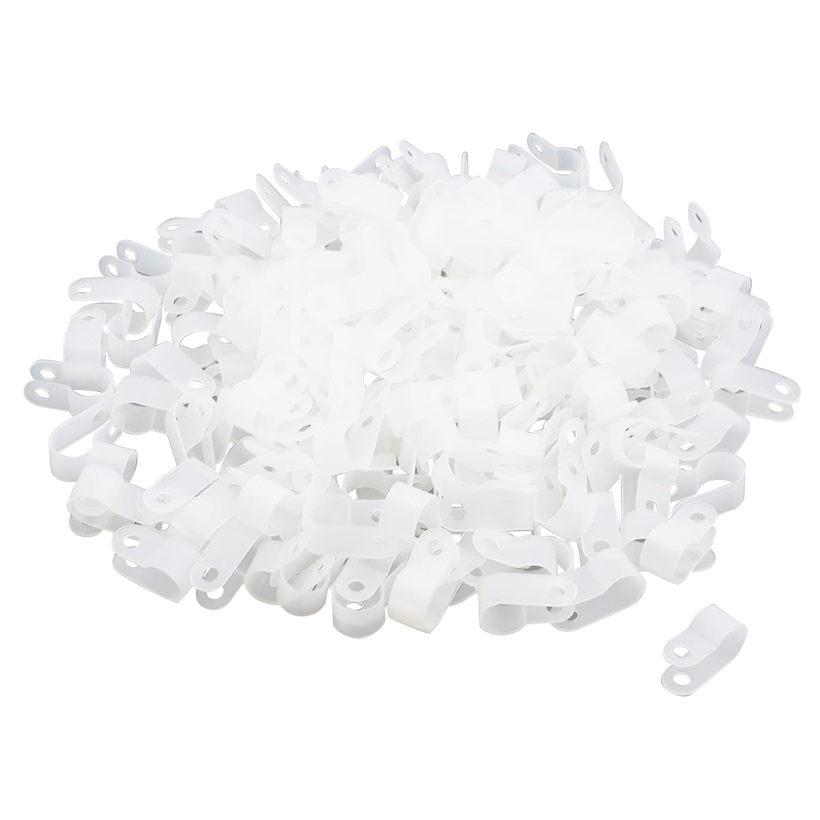 Antrader R Type Cable Clamp White Nylon Cable Organizer Clips For 3/8 Inch Diameter Wire Rope Management Pack Of 200
