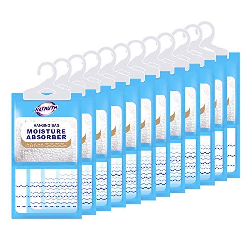 Natruth Moisture Absorber Bag, 12 Packs Fragrance Free Desiccant Hanging Bag,Odor Absorber,Eliminates Odors Creates Fresher Clea
