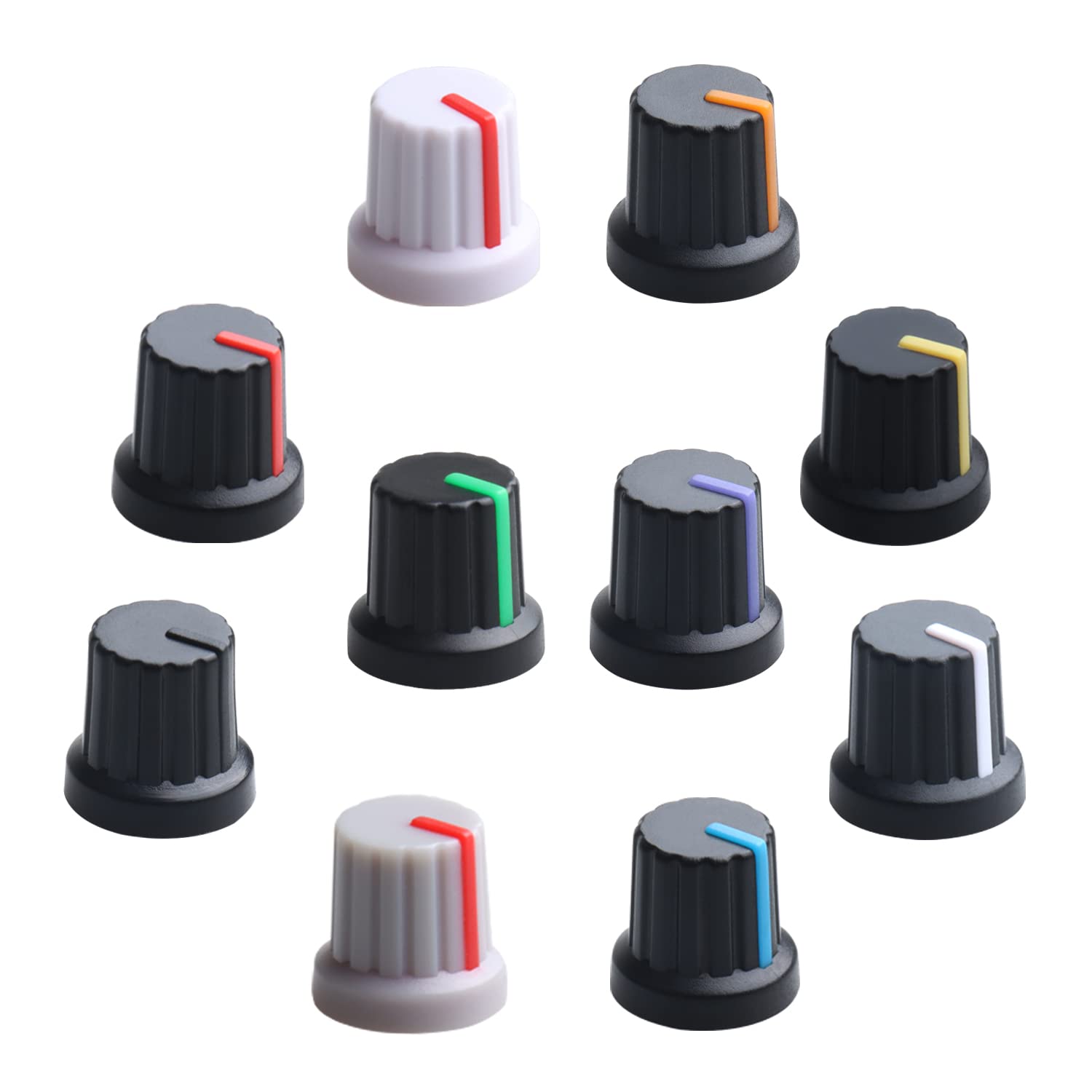 Dikavs 20Pcs 10 Colors 6Mm Diameter Shaft Potentiometer Control Knobs For Electric Guitar Volume Tone Knobs