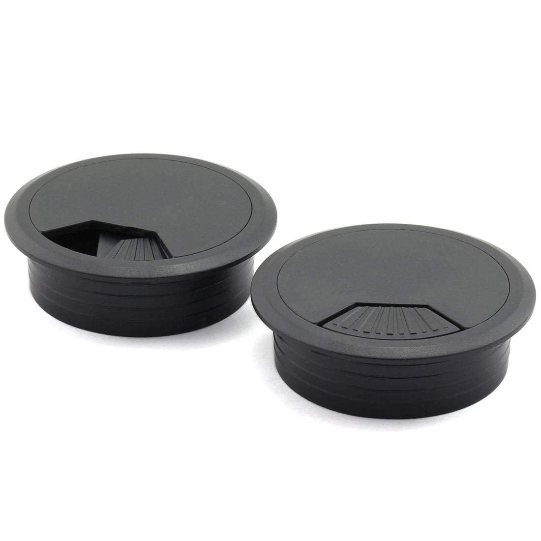 2Pcs 2 Inch Desk Wire Cord Cable Grommets Hole Cover For Office Pc Desk Cable Cord Organizer Plastic Cover Black (Black 2Pcs)
