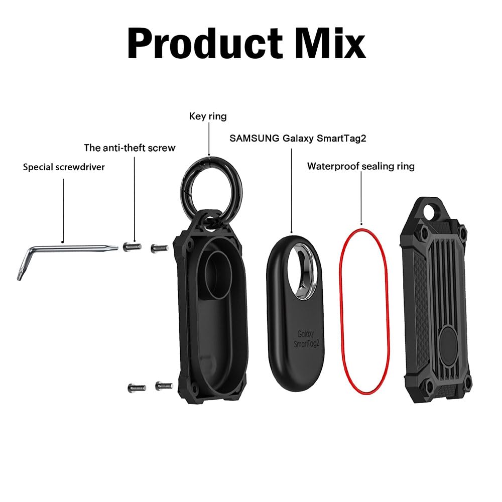 Waterproof Keychain Holder Case For Samsung Galaxy Smarttag2, Scratch Resistant Cover With Keychain For Keys, Wallet, Luggage