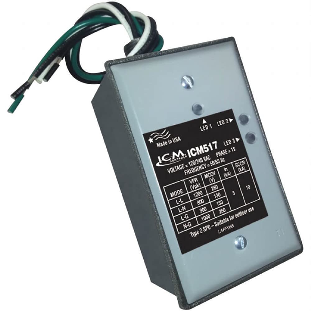 Icm Controls Icm517 Single Phase Surge Protector With Nema Type 3R Rated Enclosure, 2.16'' Depth, 2.78'' Width, 5'' Length
