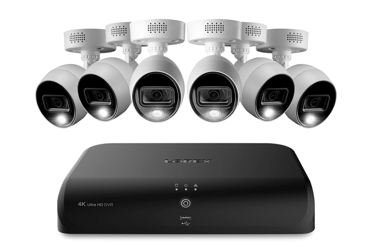 Lorex 4K 8-Channel 2Tb Wired Dvr System With 6X Active Deterrence Bullet Cameras