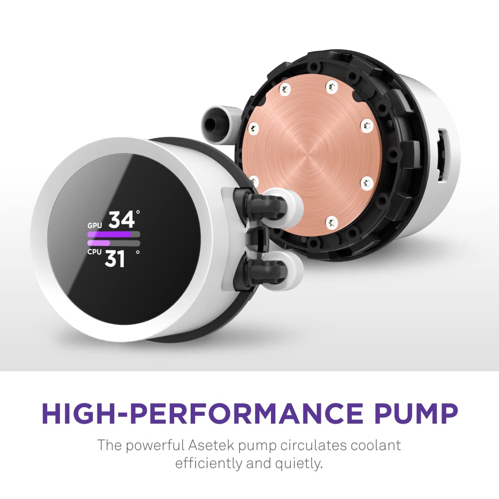 Nzxt Kraken 280 Rgb - Rl-Kr280-W1-280Mm Aio Cpu Liquid Cooler - Customizable 1.54 Square Lcd Display For Images, Performance Met