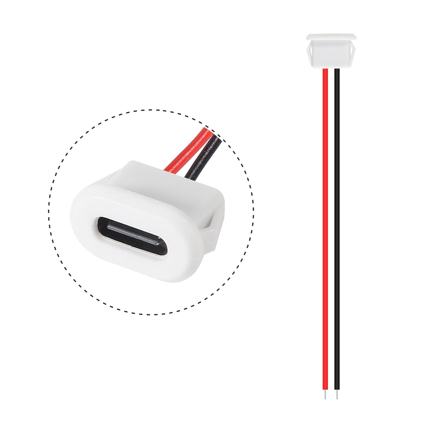 Xiitia 8Pcs Type C Female Chassis Waterproof 2P Solder Wire Type Usb C Pigtail Cable Extension Power Cable Usb C Plug To 2 Pin B