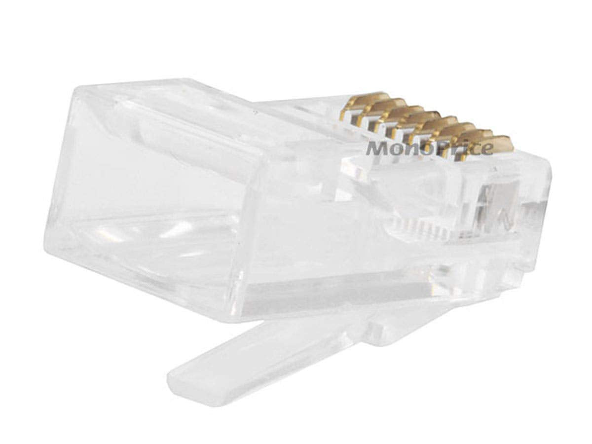 Monoprice Cat5E Rj45 Modular Plugs   Crimp Connectors, Gold Plated Contacts, Utp, For Solid Wire, 100 Pack