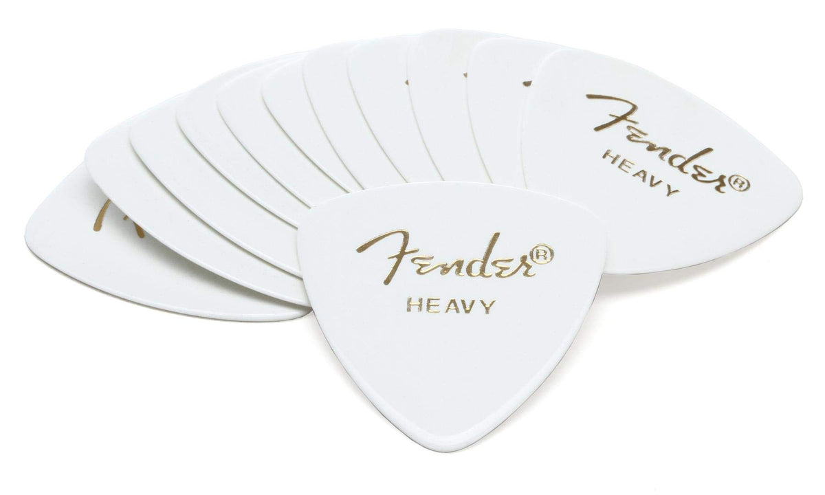 Fender Classic Celluloid Guitar Picks 346 Shape, White, Heavy, 12 Pack
