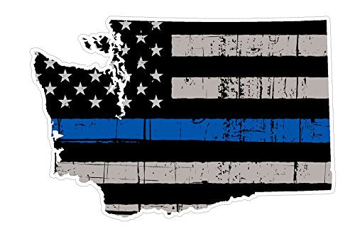 Washington State (U47) Thin Blue Line Vinyl Yeti Tumbler Decal Sticker Laptop/Netbook 3 '' Inch   By Customdecal Us