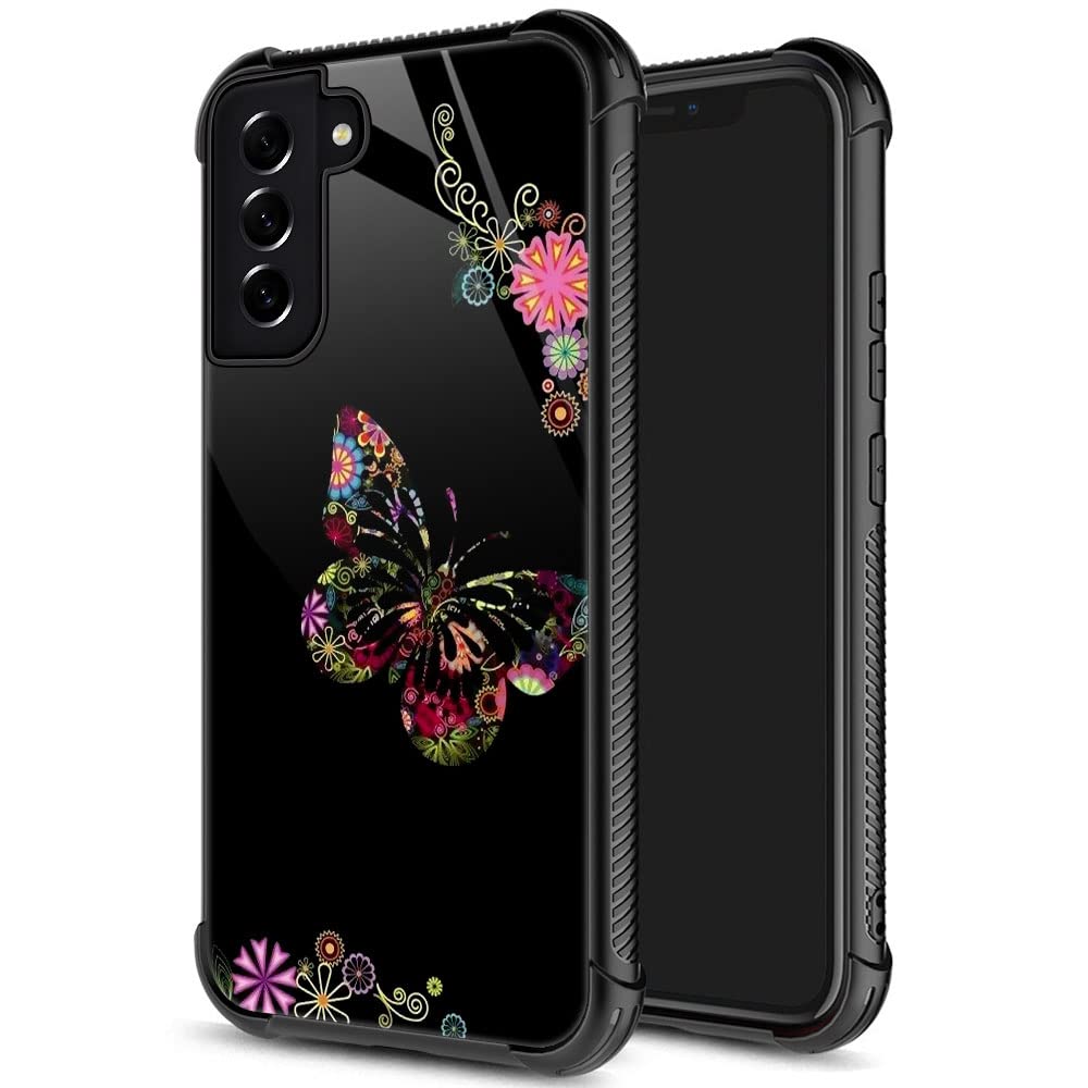 Samsung Galaxy S21 Ultra Case,Butterfly Flower Galaxy S21 Ultra 5G Cases For Girls Womens,Pattern Design Shockproof Anti Scratch