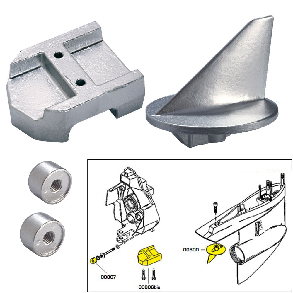 Tecnoseal Anode Kit W/Hardware - Mercury Alpha 1 Gen 1 - Aluminum,WBAUVA001344344