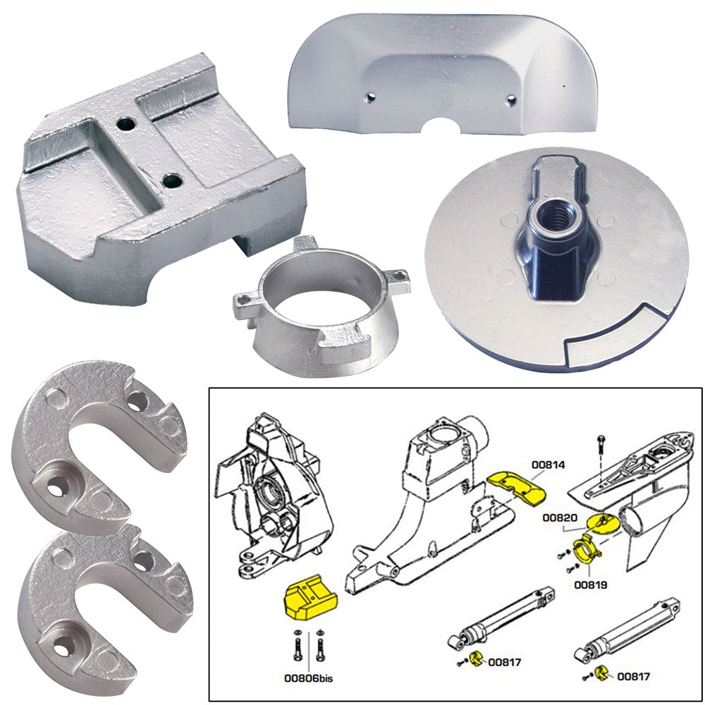 Tecnoseal Anode Kit W/Hardware - Mercury Alpha 1 Gen 2 - Aluminum,WBAUVA001344345