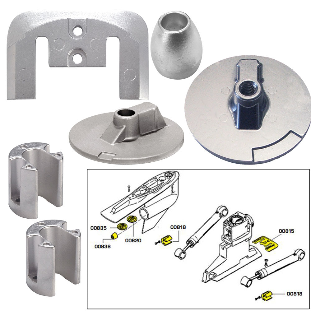 Tecnoseal Anode Kit W/Hardware - Mercury Bravo 3 2004-Present - Zinc,WBAUVA001344349