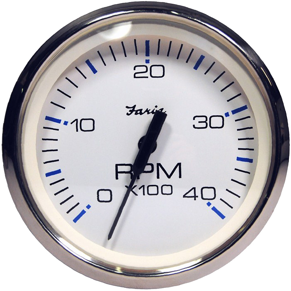 Faria Chesapeake White Ss 4'' Tachometer - 4000 Rpm (Diesel) (Magnetic Pick-Up),WBEEAA001344585