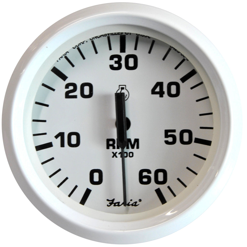 Faria Dress White 4'' Tachometer - 6000 Rpm (Gas) (Inboard &Amp; I/O),WBEEAA001344589