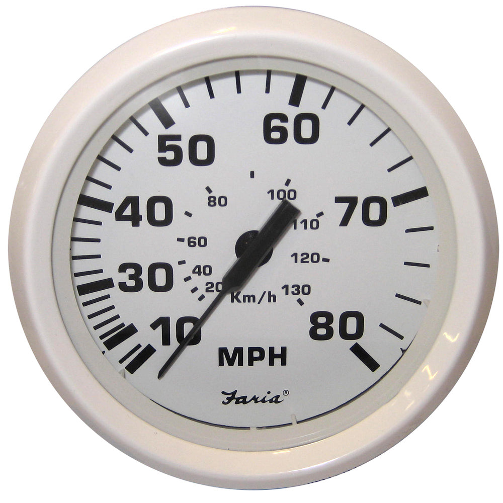 Faria Dress White 4'' Speedometer - 80Mph (Pitot),WBEEAA001344591