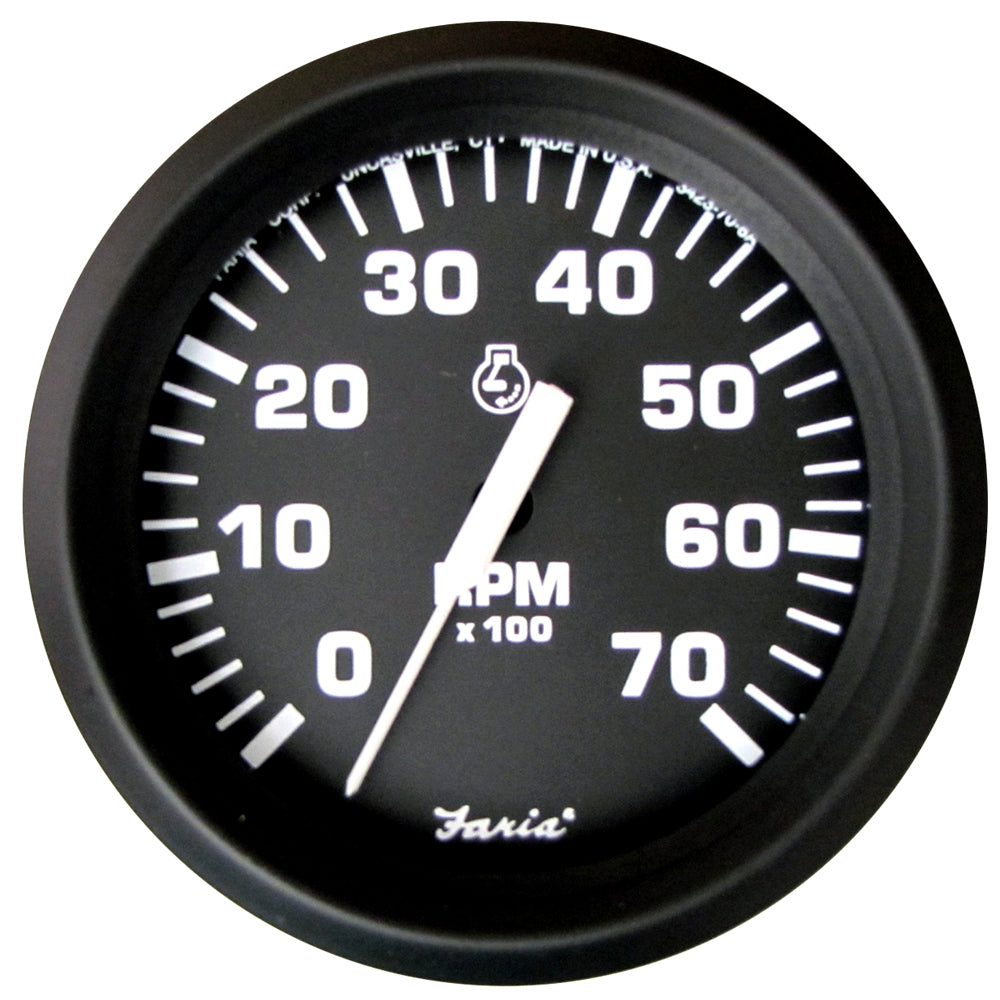Faria Euro Black 4'' Tachometer - 7,000 Rpm (Gas - All Outboard),WBEEAA001344597