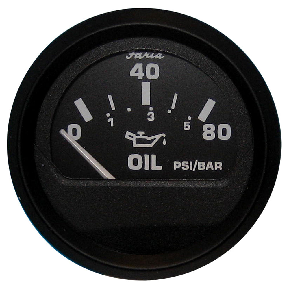 Faria Euro Black 2'' Oil Pressure Gauge (80 Psi),WBEEAA001344602