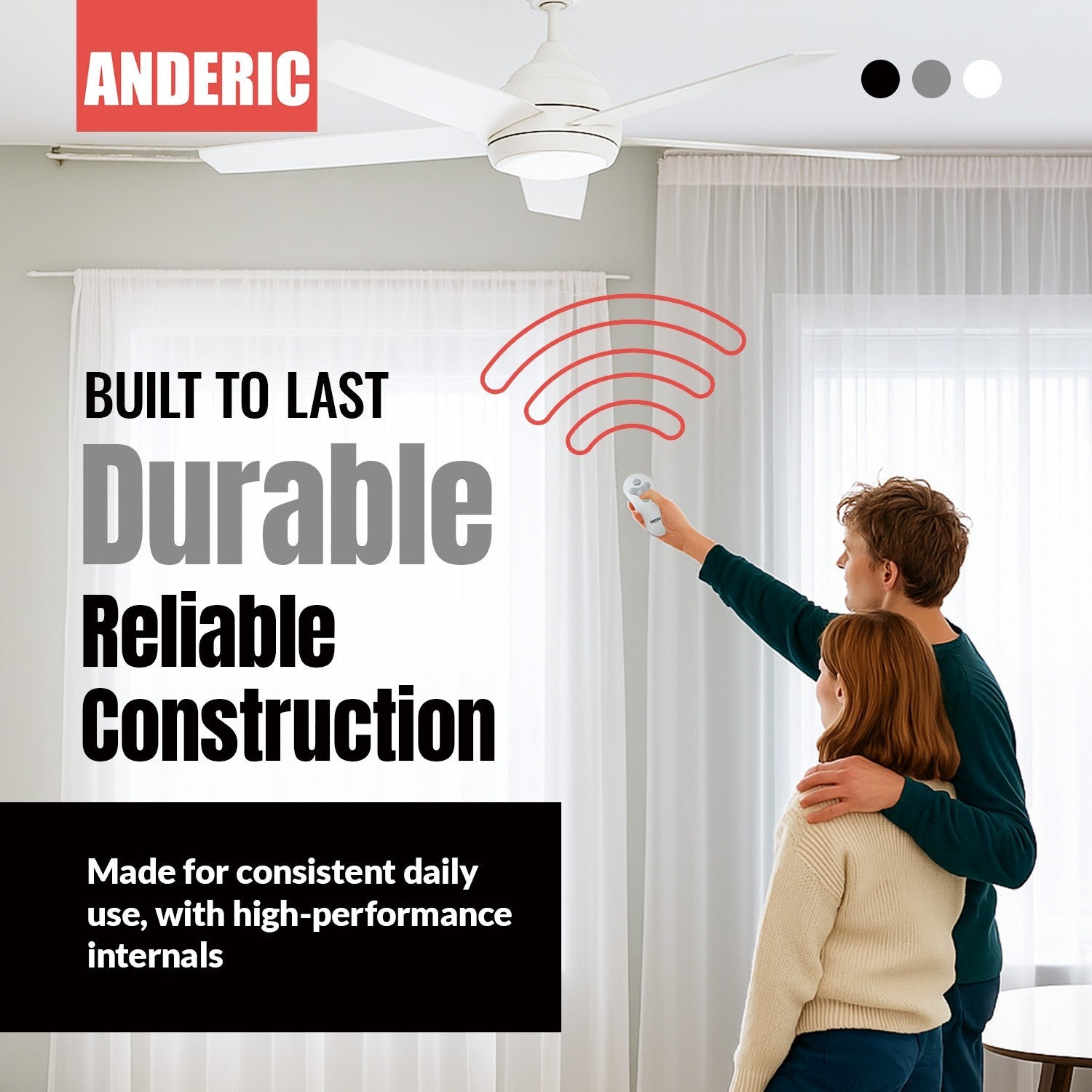 Anderic Substitute For Harbor Breeze KUJCE10311 for Beach Creek Ceiling Fan Remote Control [RRTR214D]