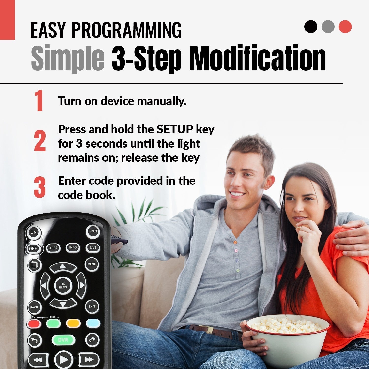 Anderic Substitute For Channel Master CM7500XRC2 Digital TV Tuner Converter Remote Control [RRCM7500]