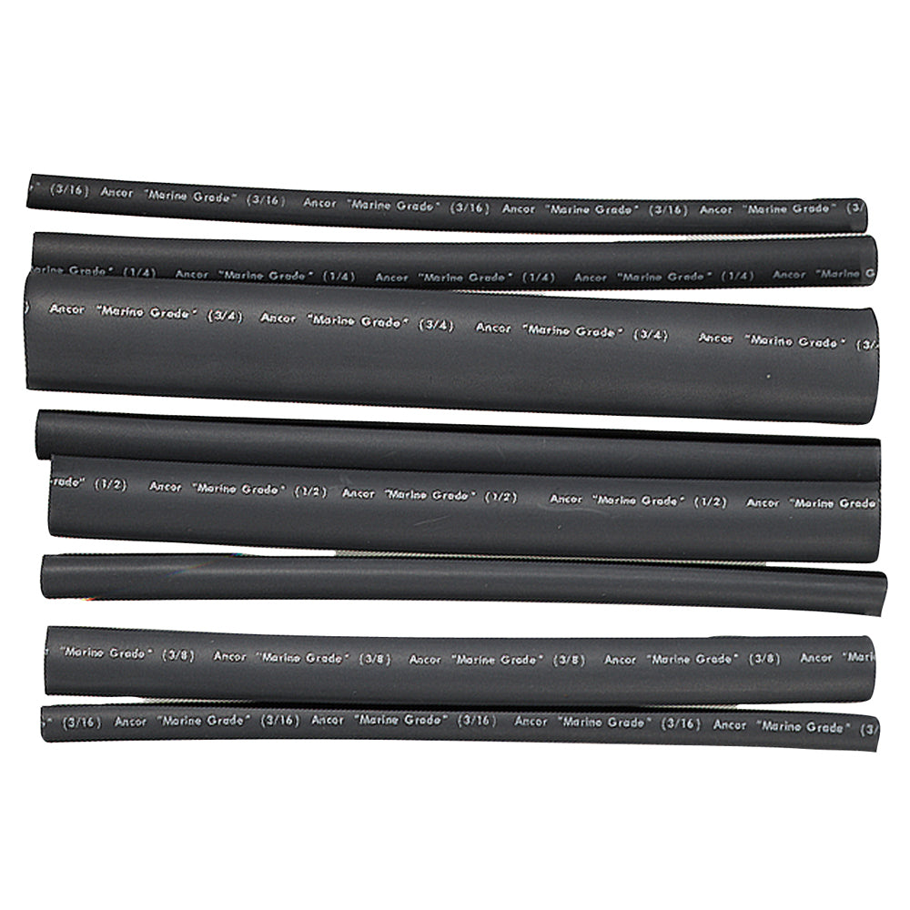 Ancor Adhesive Lined Heat Shrink Tubing - Assorted 8-Pack, 6'', 20-2/0 Awg, Black,WBHDWA001345067