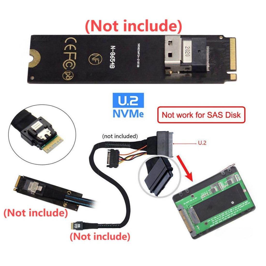 Chenyang M.2 Nvme Pcie Ssd To U.2 Sff 8639 2.5'' Hard Disk Enclosure Case Converter Adapter