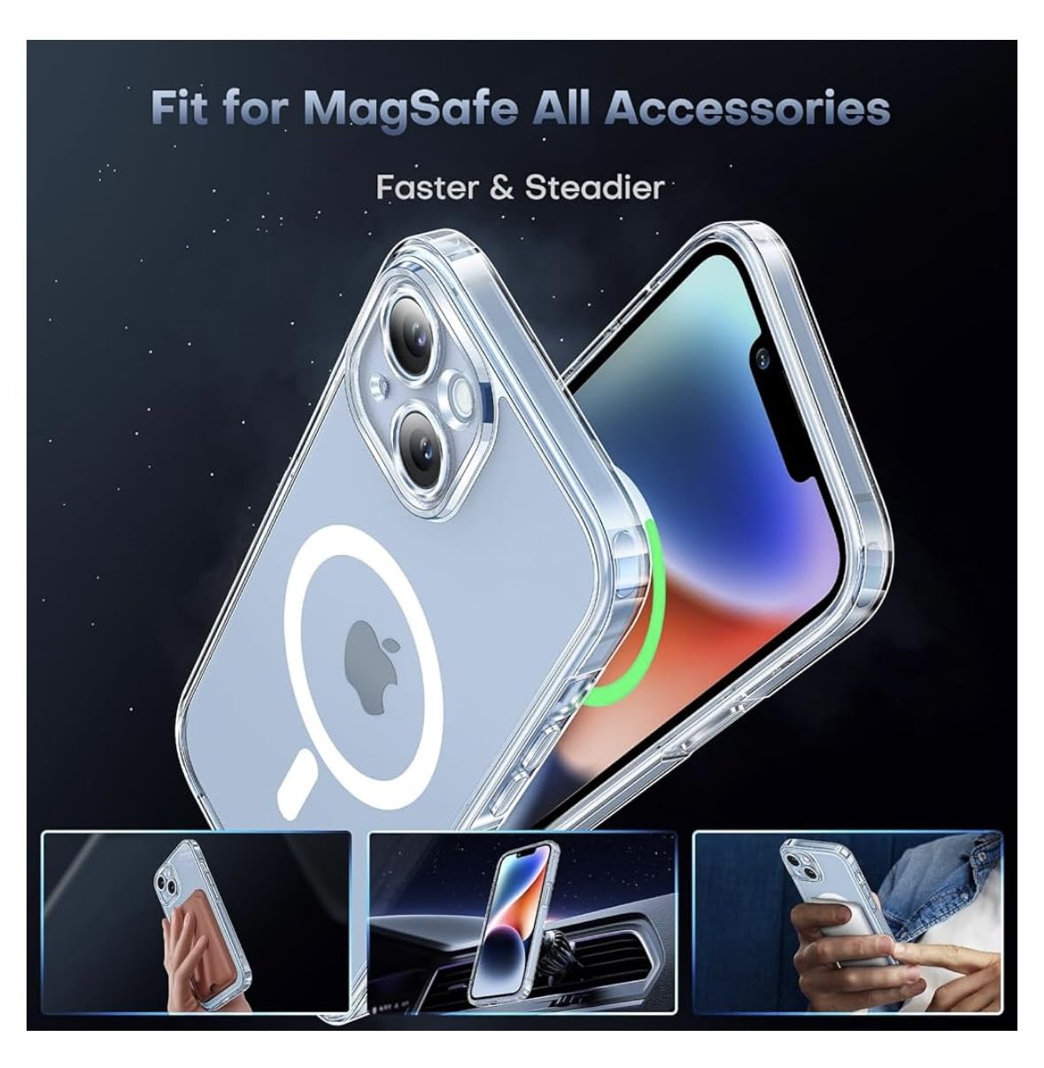 Tocol Magnetic For Iphone 14 Case, [Non Yellowing] [Full Camera Protection] [Compatible With Magsafe] [15Ft Military Grade Prote