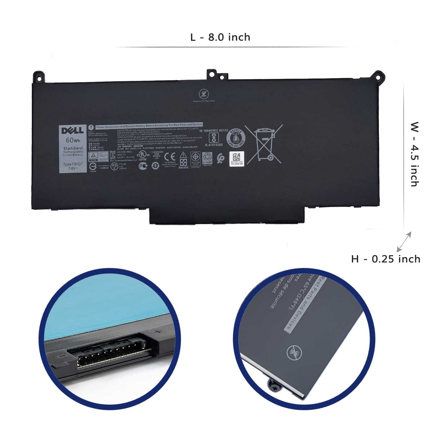 Dell F3Ygt Battery For Dell Latitude 12 7280 7290 13 7380 7390 P29S002 14 7000 7480 7490 P73G002 Series P28S P28S001 P73G P73G00