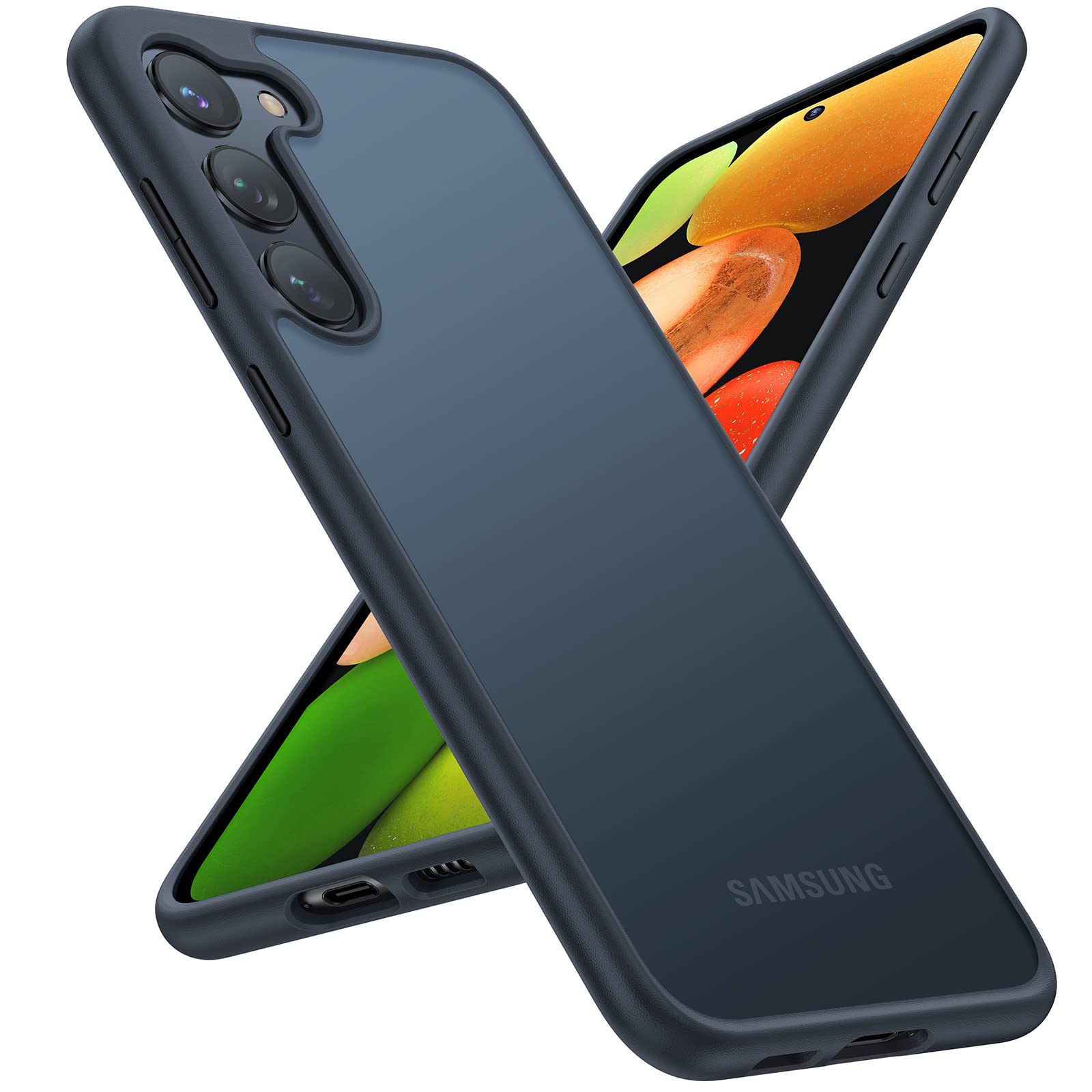 Torras Shockproof For Samsung Galaxy S23 Case, [Military Grade Drop Tested] Translucent Matte Hard Back & Soft Edge Slim Protect