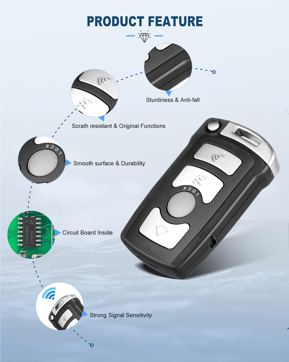 Eccpp Replacement Fit For Uncut 315Mhz Keyless Entry Remote Key Fob Bmw 745I 745Li 760Li 760I 750I 750Li Lx8766S (Pack Of 1)