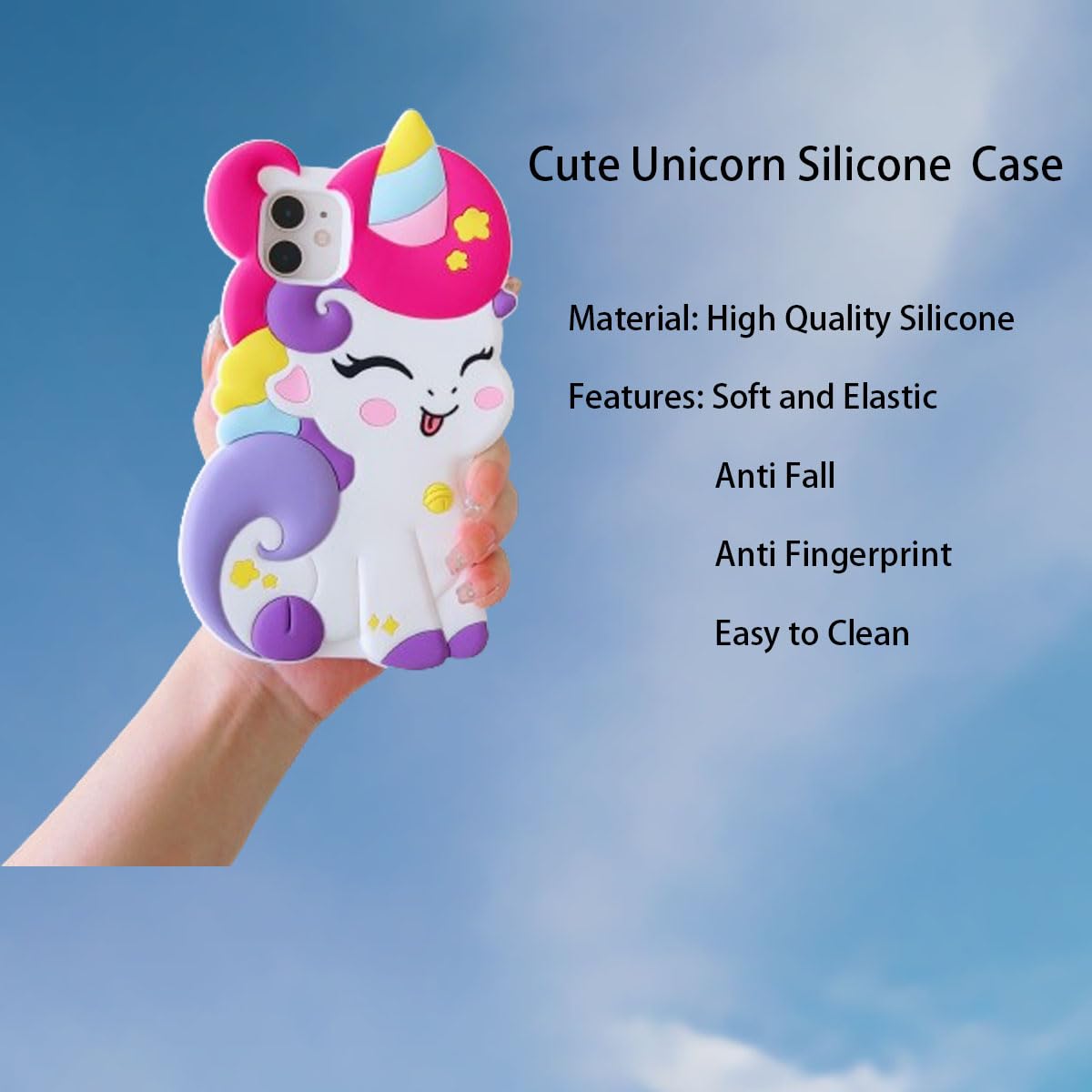 Wifantien 3D Cute Unicorn Soft Case For Iphone 11 6.1 Inch, 3D Cute Cartoon Kawaii Fashion Character Unicorn Horse Shape Kids Gi