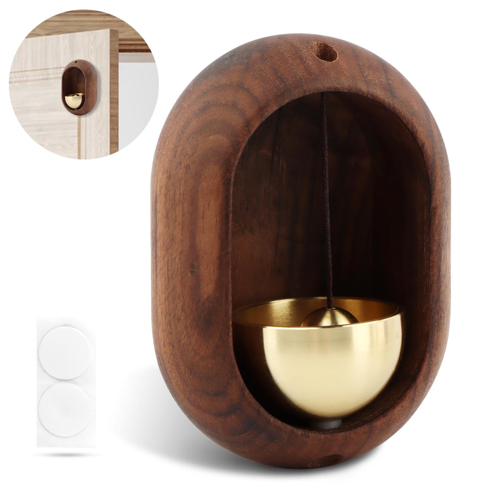 Oval Magnetic Hanging Door Bell, Loud Sound Wooden Zen Grip Doorbell Chime, Hanging Wood Shop Keeper Bells For Business Door Ope