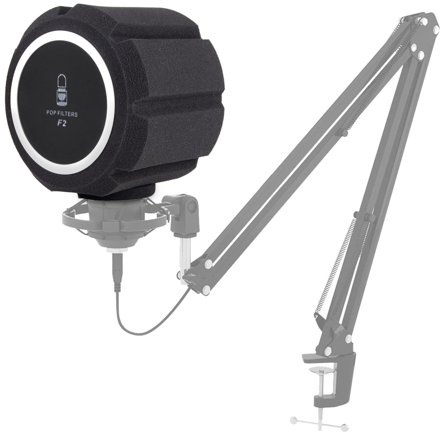 Facmogu Large Microphone Pop Filter Shield For Mic Stand, Microphone Foam Screen Pop Filter, Sound Absorbing Foam Windscreen Mic