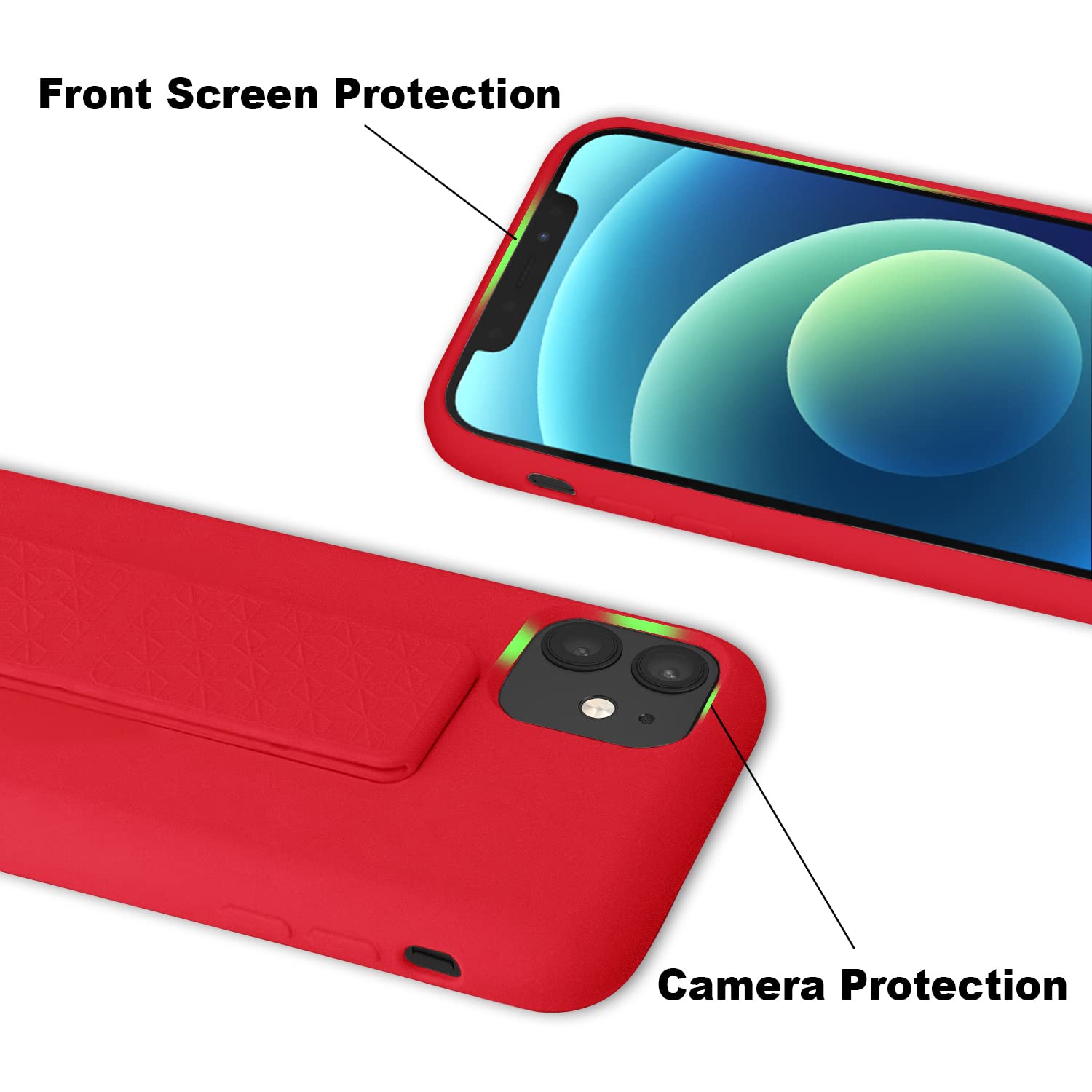 Laudtec Silicone Kickstand Case Compatible With Iphone 11 Case(6.1 In) Vertical And Horizontal Stand Hand Strap Metal Kickstand,