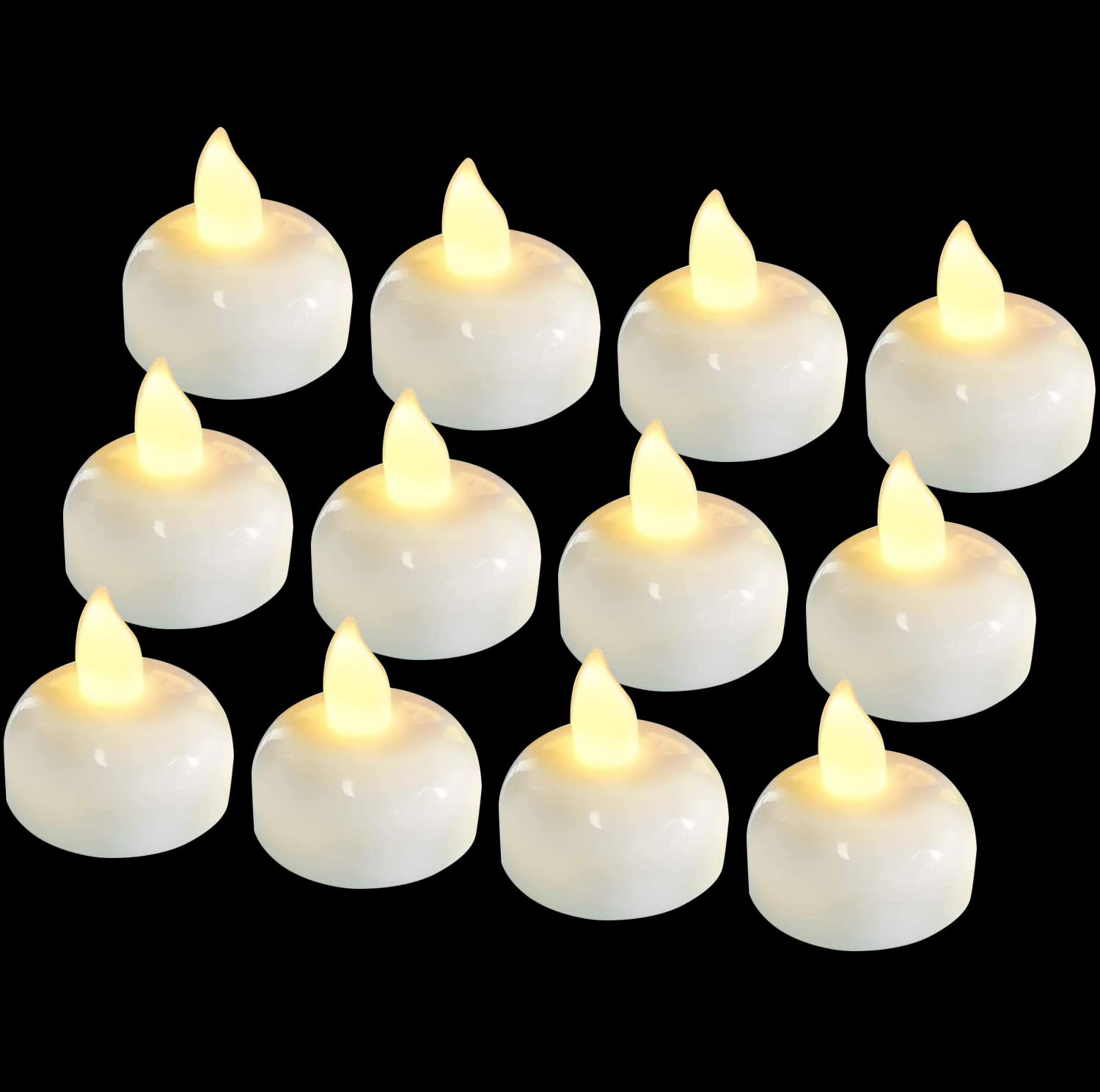 12 Pack Waterproof Flameless Floating Tealights, Christmas Battery Tealights, Battery Operated Flickering Floating Tea Lights Ca