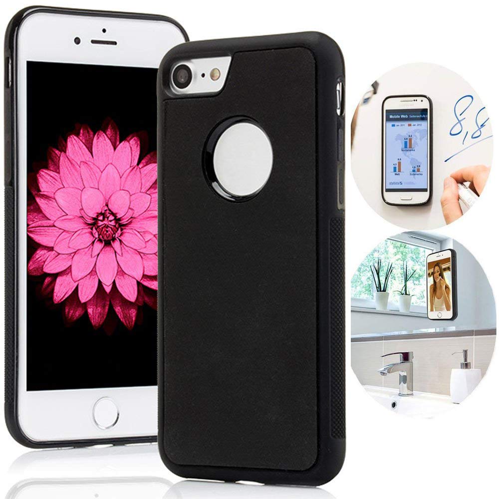 Selendis Anti Gravity Phone Case for iPhone SE 2020/ iPhone 8/ iPhone 7/6/6s, Magic Nano Suction Sticky Black Anti Gravity case