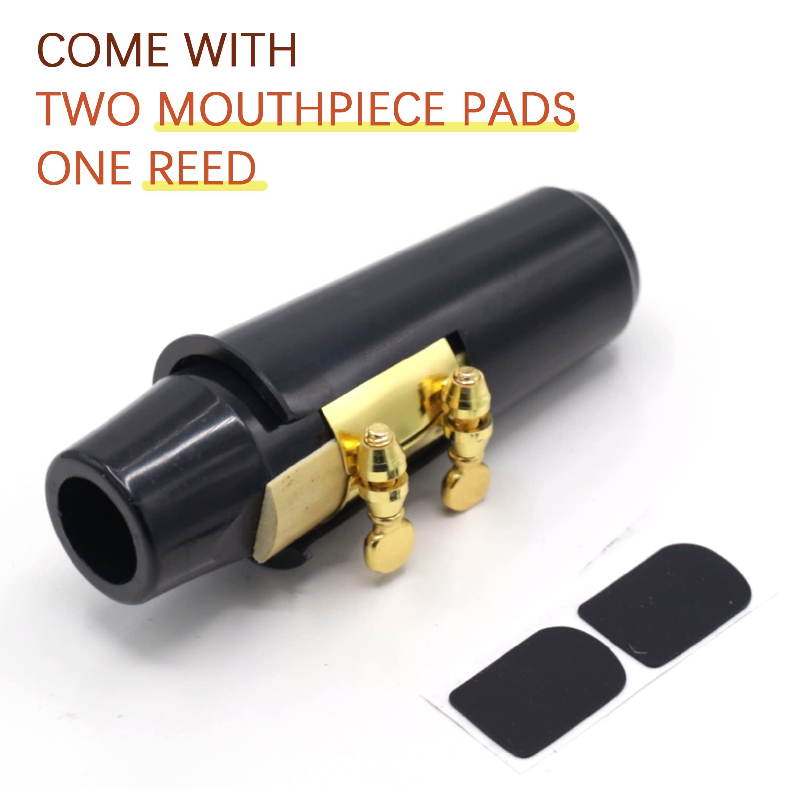 Cheerock Alto Saxophone Mouthpiece, Alto Sax Mouthpiece Set Including Gold Metal Saxophone Ligature & 2Pcs Mouthpiece Pads & One
