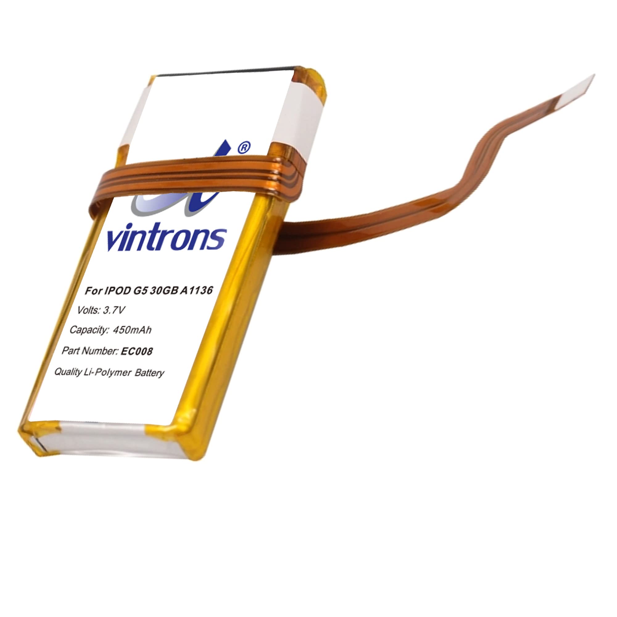 VINTRONS 616-0227, 616-0229, 616-0230, EC008 Battery for iPod G5 30GB A1136,