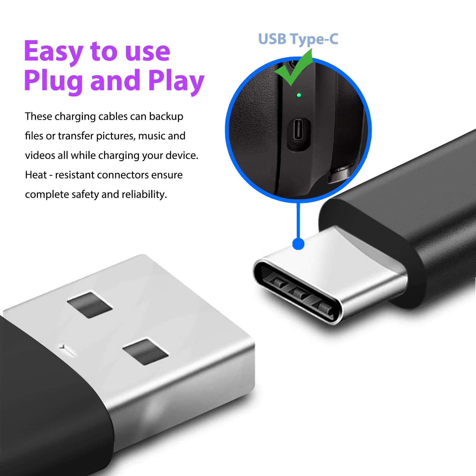 2Pcs Usb C Charger Cable Charging Cord For Samsung Galaxy Tab S8 S7, S6, S5E, S4, S3, Tab A8, 10.5' A7 10.4', A7 Lite 8.7' Tab A 10.1 Sm T510, Tab A 8.4', 8.0' Sm T380/387 Sm T500/220 Tablet