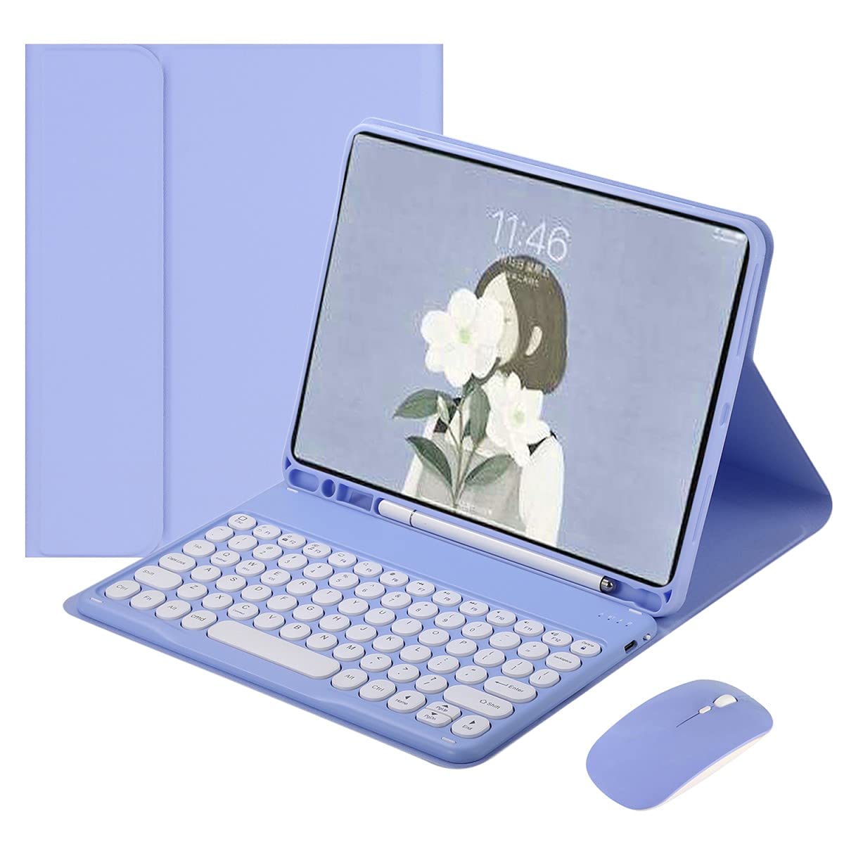 YEEHi iPad Air 5 2022/Air 4 2020 Keyboard Case with Mouse Round Key Cute Candy Color Keyboard Bluetooth Detachable Keyboard Cove