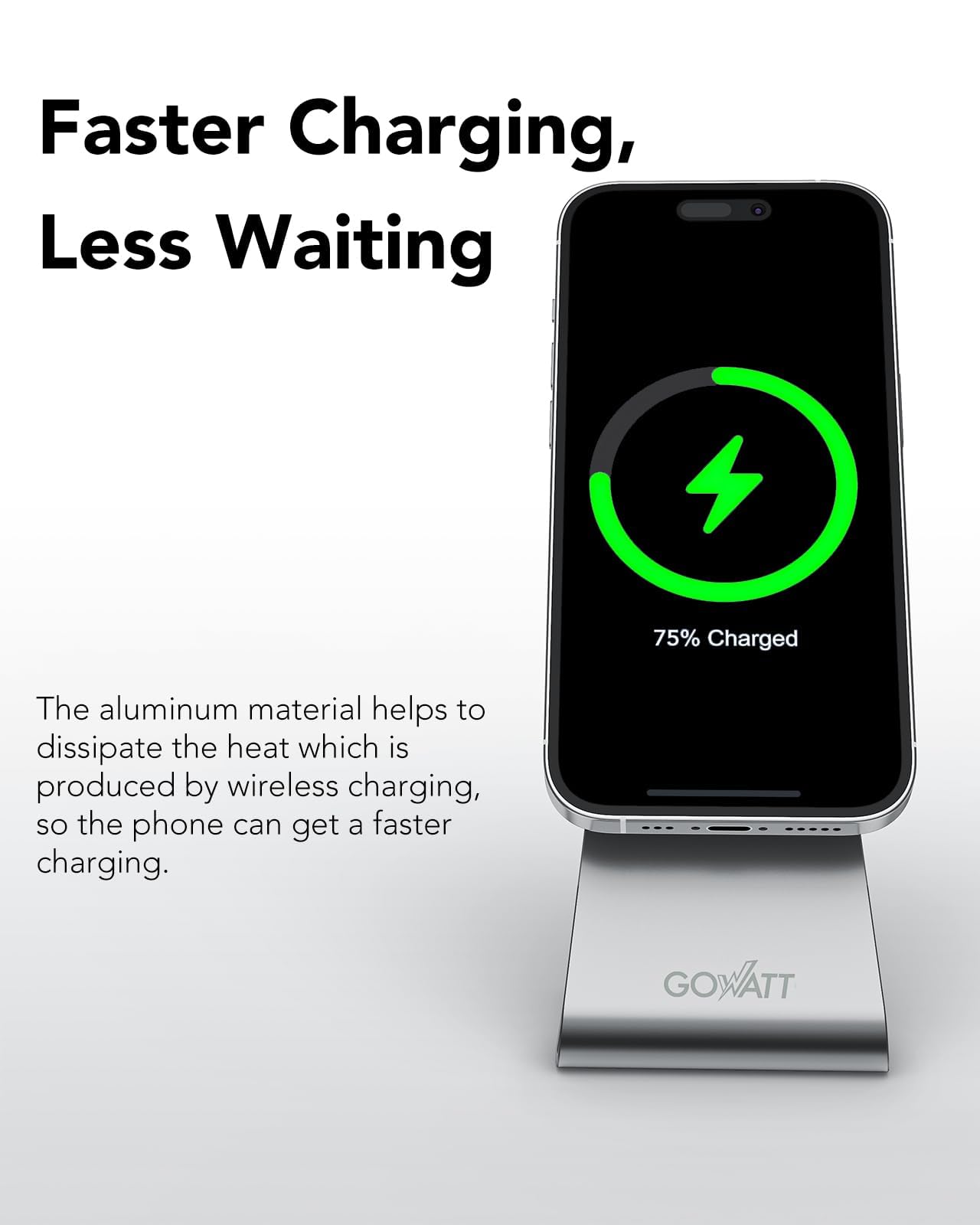 Gowatt Magsafe Charger Stand 15W Fast Charging Magnetic Charger, Compatible With Apple Magsafe Charger, Wireless Charger Compati