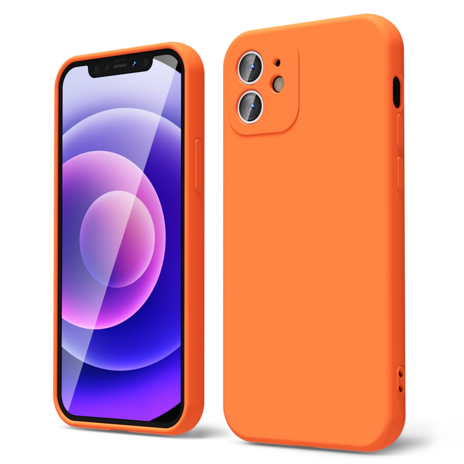 Oakxco For Iphone 12 Mini Case Liquid Silicone, Fluorescent Bright Solid Color, Soft Rubber Gel Elegant Aesthetic Cover, Thin Sl