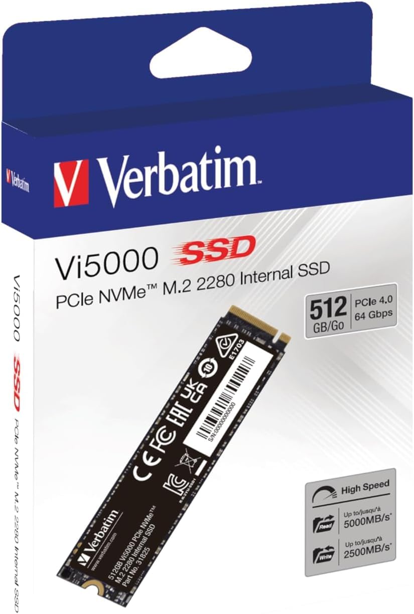 Verbatim 512Gb Ssd Vi5000 Internal Solid State Hard Drive Pcie Nvme M.2 2280