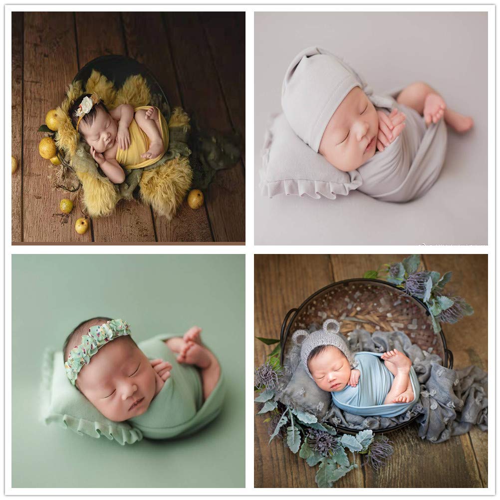 Coberllus Newborn Baby Photo Props Blanket Stretch Without Wrinkle Wrap Swaddle For Boys Girls Photography Shoot (Yellow)