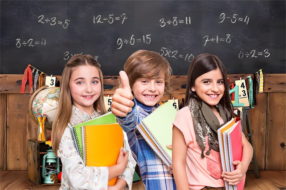 8X6Ft Back To School Backdrop For Photography Vintage Classroom Math Problem On Blackboard Background Classmate Teachers Student