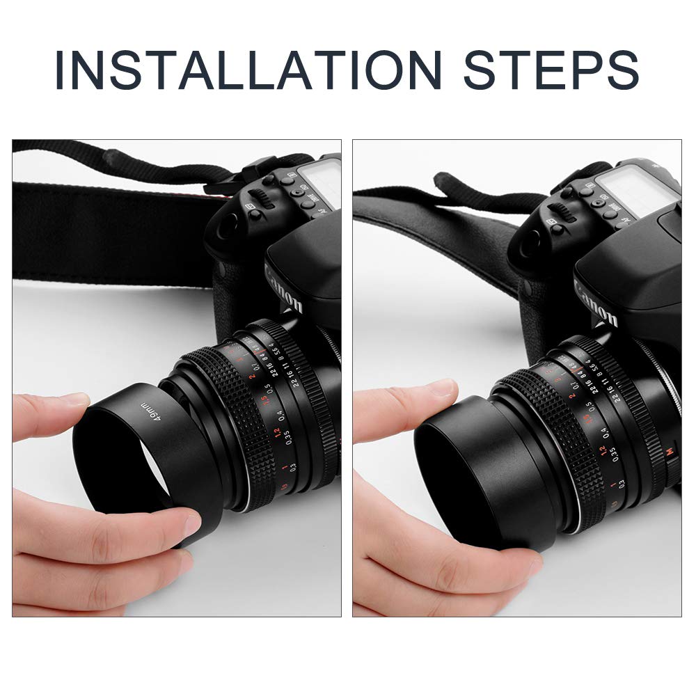 72Mm Metal Standard Screw In Standard Lens Hood Sunshade With Centre Pinch Lens Cap For Canon Nikon Sony Pentax Olympus Fuji Sum