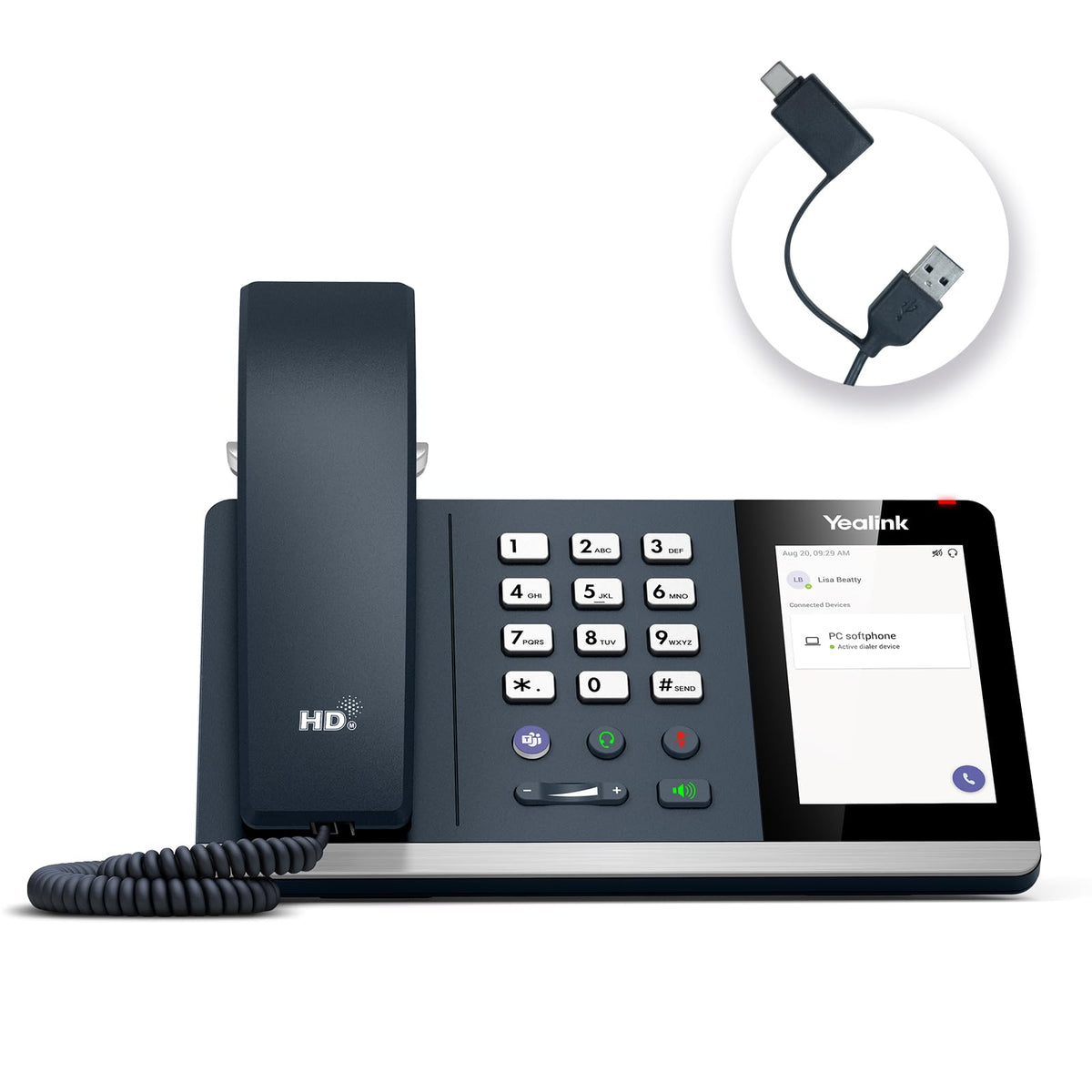 Yealink Mp45 Usb Phone Handset Certified For Microsoft Teams, More Cost-Effective Than Yealink Mp50, Work For Pc, Powered Via Us