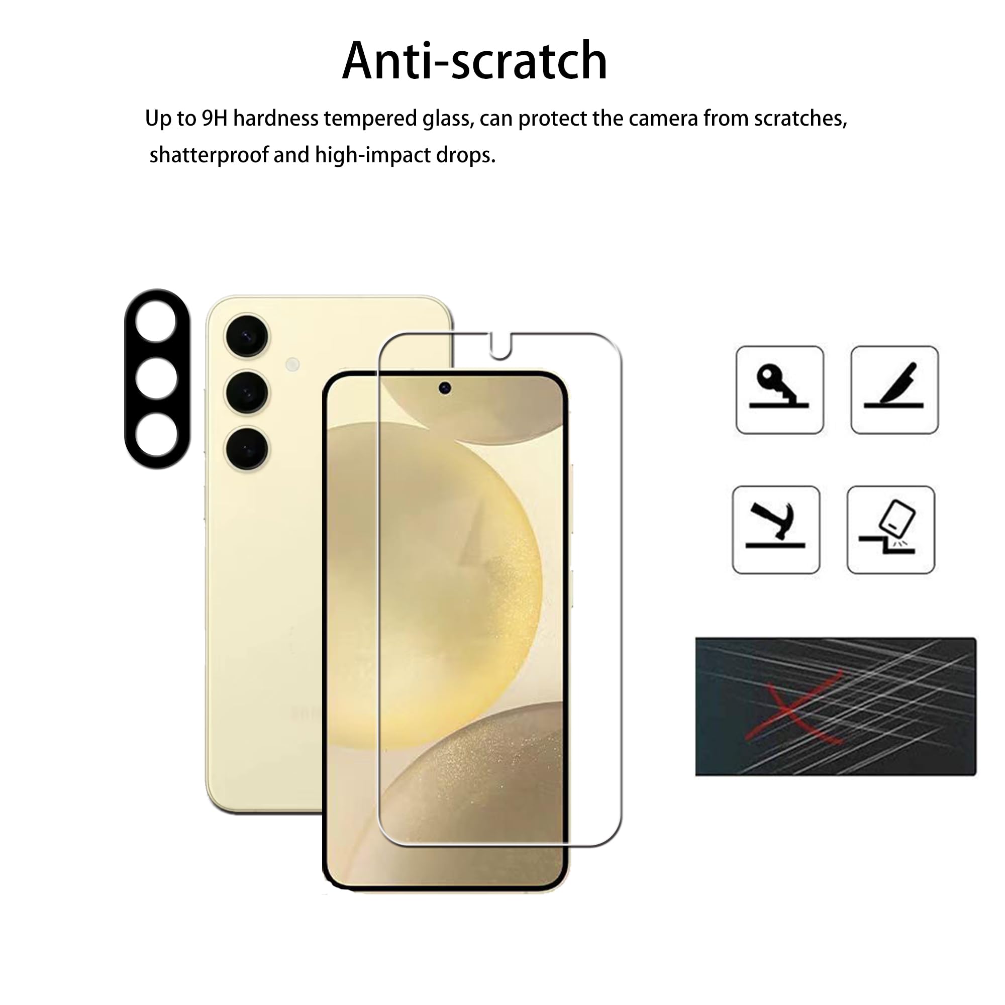 Hkkais Screen Protector For Samsung Galaxy S24 5G Tempered Glass 2 Pack Camera Lens Protector Film 2 Pack With Easy Alignment To