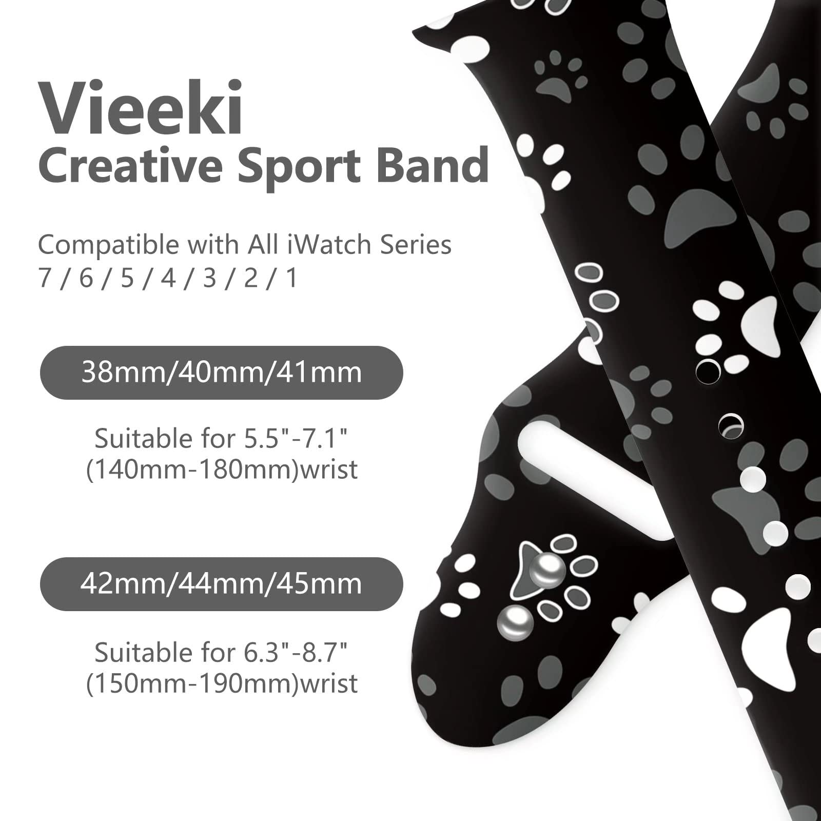 Dog Paws Sport Watch Band Compatible With Apple Watch 42Mm 44Mm 45Mm Women Replaceable Silicone Smartwatch Straps For Iwatch Ser