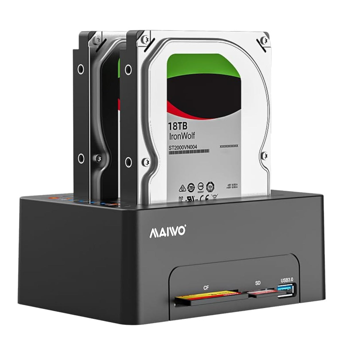 Maiwo Dual Bay Hard Drive Docking Station With Offline Clone For 2.5 3.5 Inch Sata Hdd Ssd, Sd/Cf Card/Usb3.0 Expansion, 44Tb Capacity, External Hard Drive Duplicator Cloner